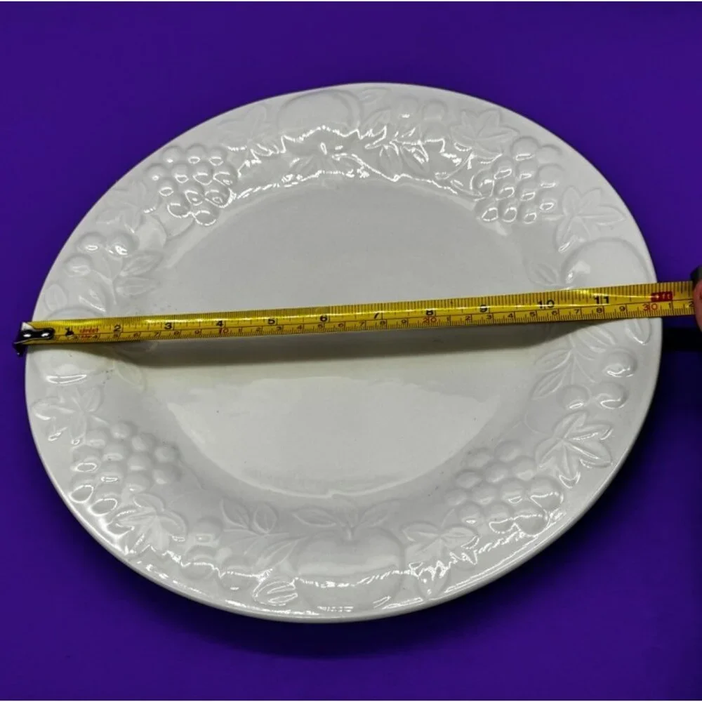 Gibson‎ Designs White Embossed Raised Fruit Chop Plate Serving Platter 12